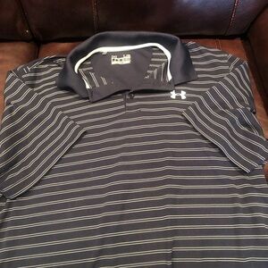 LG Men's Navy Striped Polo Shirt